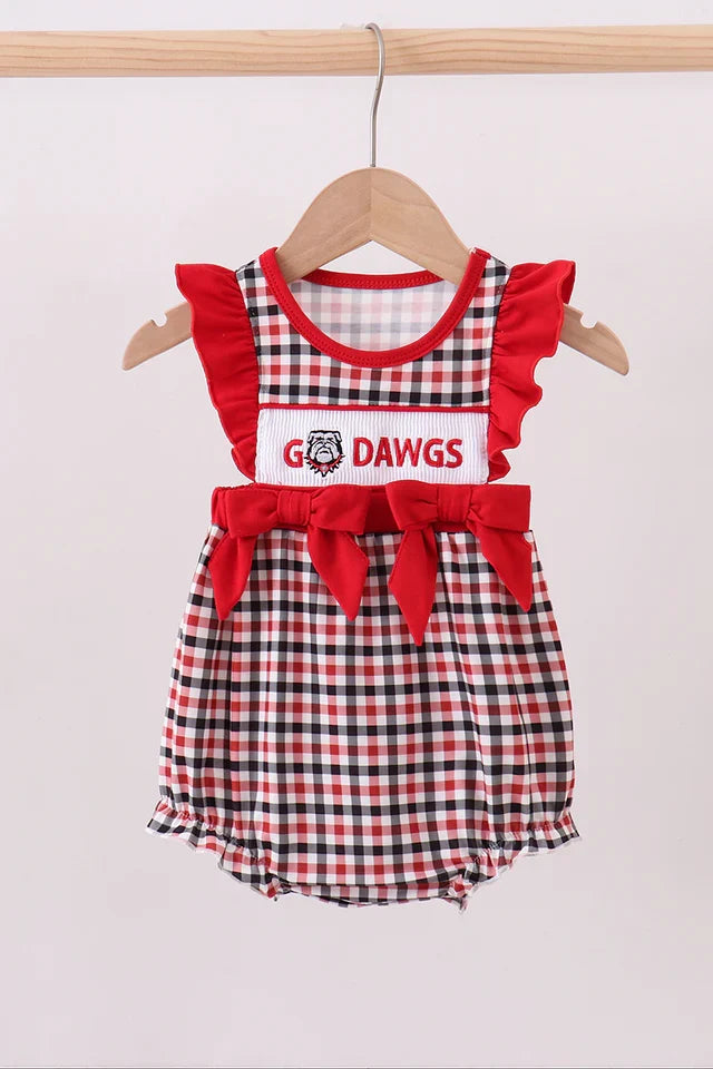 Go Dawgs Smocked Ruffle Bubble