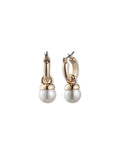 Anne Klein Blanc&Gold-Tone Gold-Tone Blanc Faux Pearl Drop Hoop Earrings
