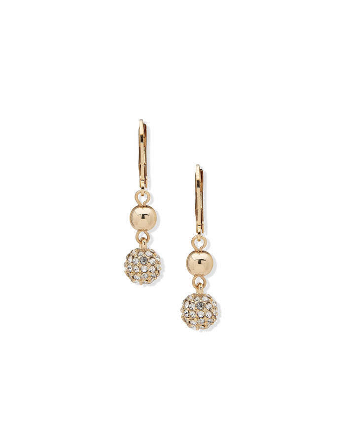 Anne Klein Gold-Tone Gold-Tone Leverback Fireball Double Drop Earrings