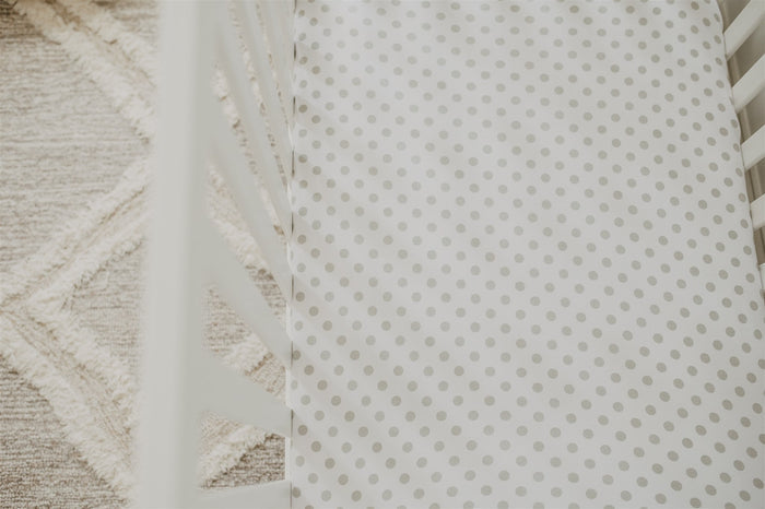 Nodnal Co Gray Polka Dot Mini Crib Fitted Sheet - Premium Baby Bedding & Essentials