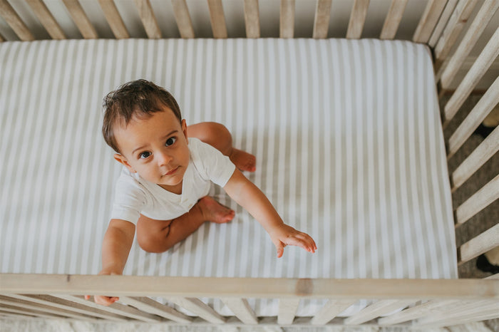 Nodnal Co Gray Stripe Toddler Bed Sheet - Premium Baby Bedding & Essentials