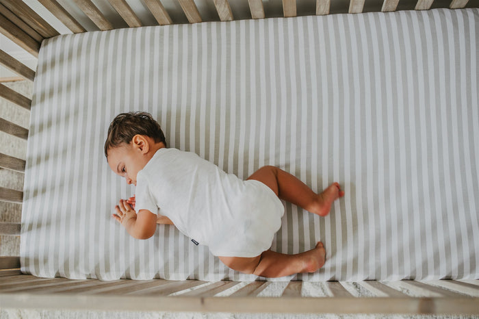 Nodnal Co Gray Stripe Toddler Bed Sheet - Premium Baby Bedding & Essentials