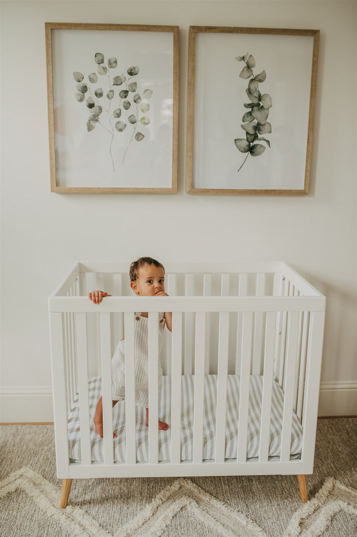 Nodnal Co Gray Stripe Mini Crib Fitted Sheet - Premium Baby Bedding & Essentials