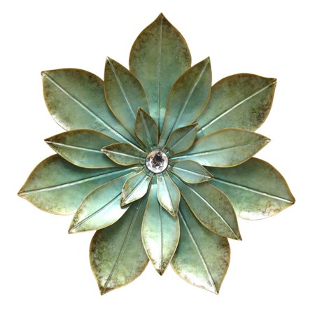 Green Embellished Flower Wall Decor - EK CHIC HOME