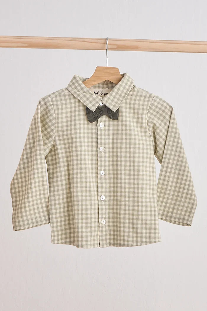 Green Gingham Flannel Button Down