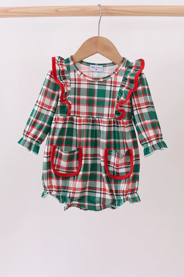 Green Plaid Ruffle Bubble