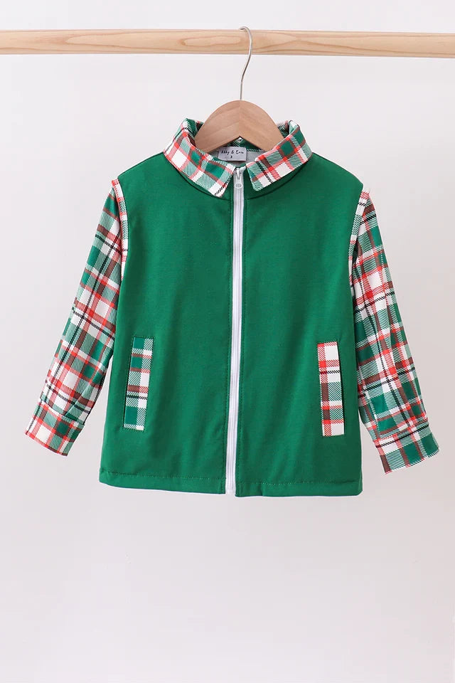 Green Plaid Vest Set
