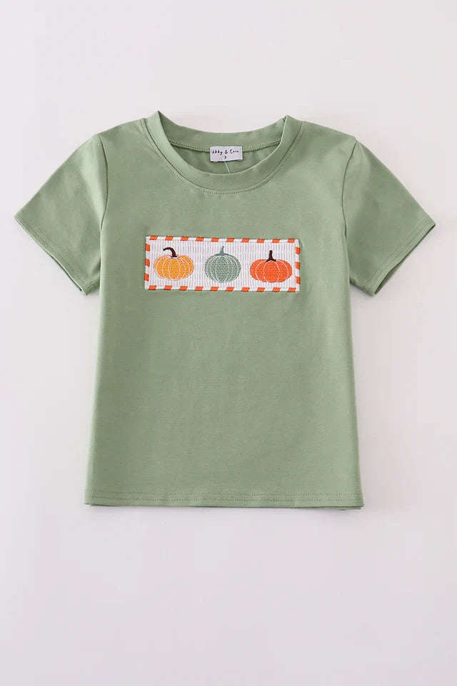 Green Pumpkin Smocked Shirt