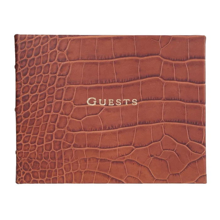 Guest Book Crocodile Embossed Leather