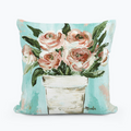 Haley Flower Pot Pink Roses Square Pillow