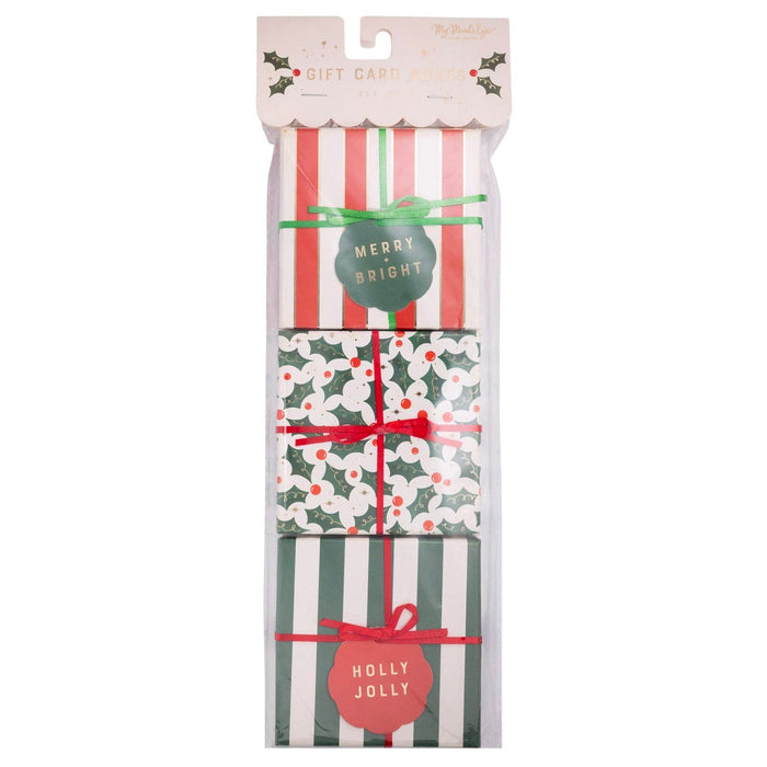 Holiday Holly & Stripes Gift Card Boxes - bubblegum market