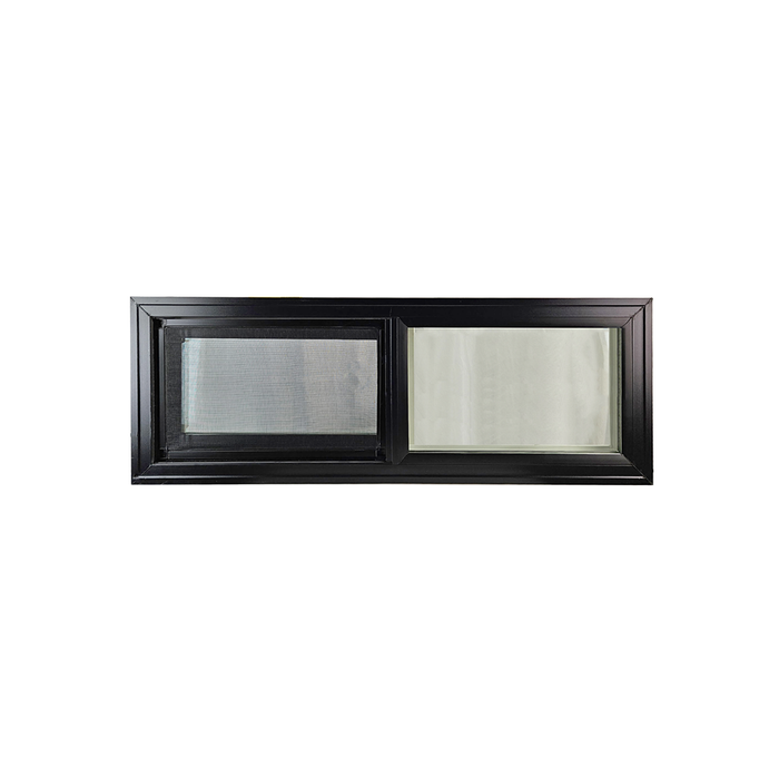 Horizontal Window 36" x 12" Double Pane Tempered Glass Black Front