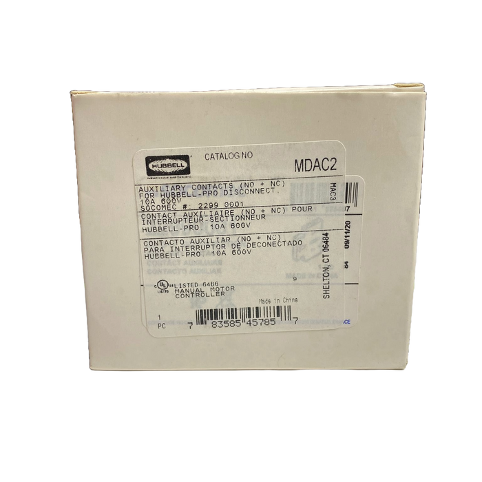 Hubbell MDAC2 Auxiliary Contact, NO/NC, Screw Mount