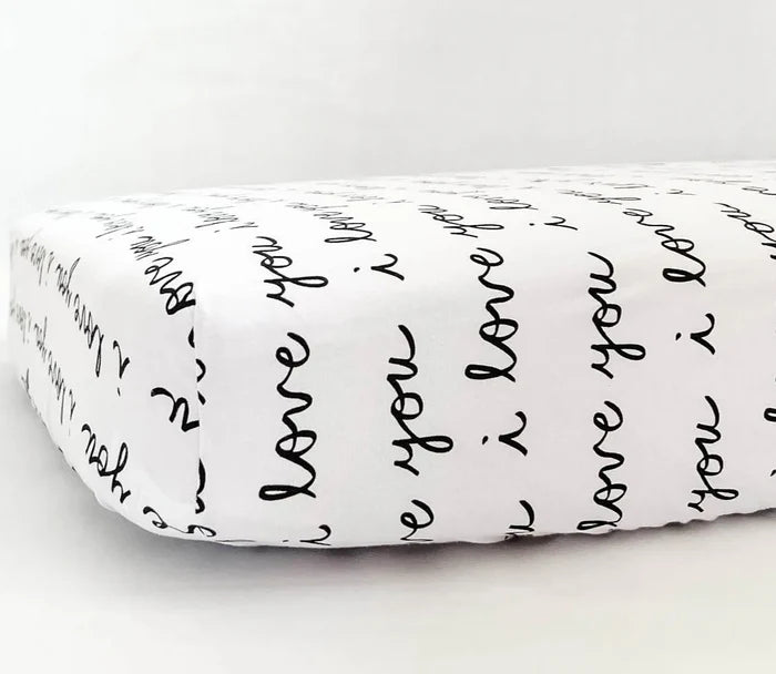 Nodnal Co "I Love You" Mini Crib Fitted Sheet - Premium Baby Bedding & Essentials