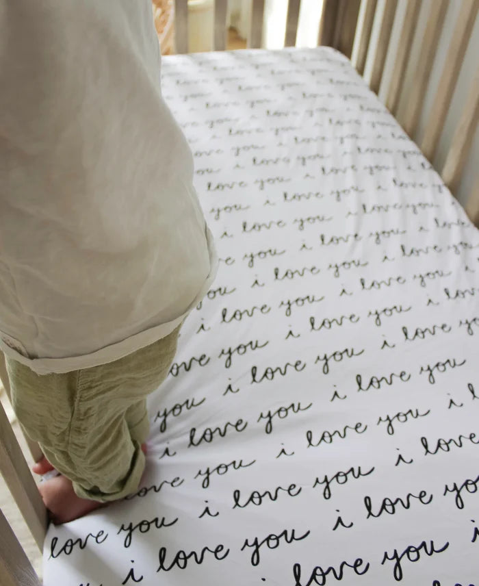 Nodnal Co "I Love You" Mini Crib Fitted Sheet - Premium Baby Bedding & Essentials
