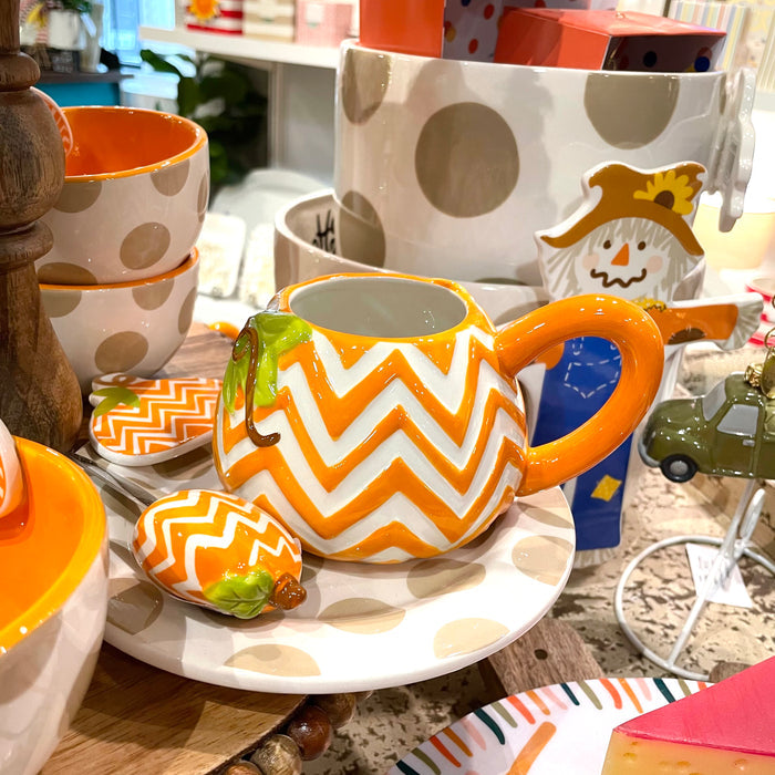 Chevron Pumpkin Shaped Mug by Happy Everything!