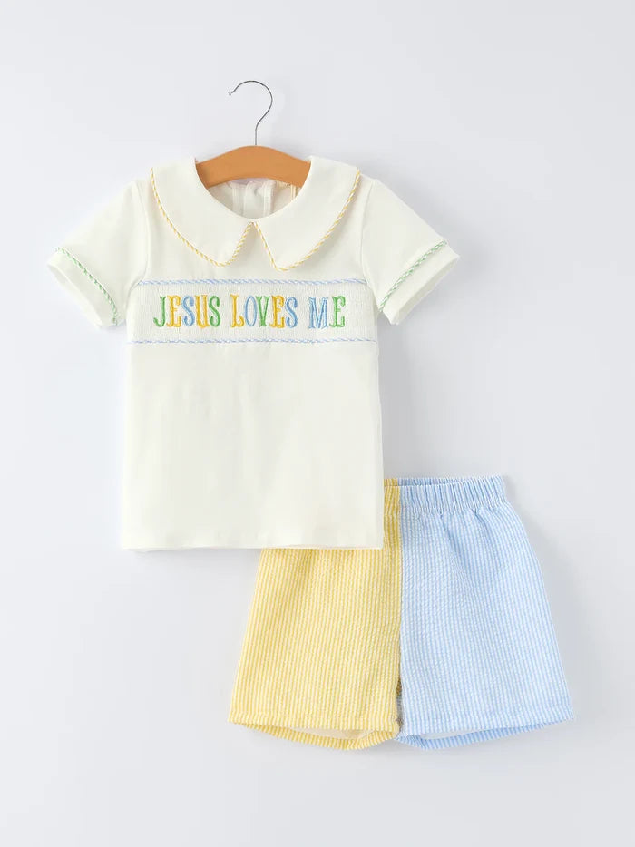Jesus Loves Me Seersucker Set