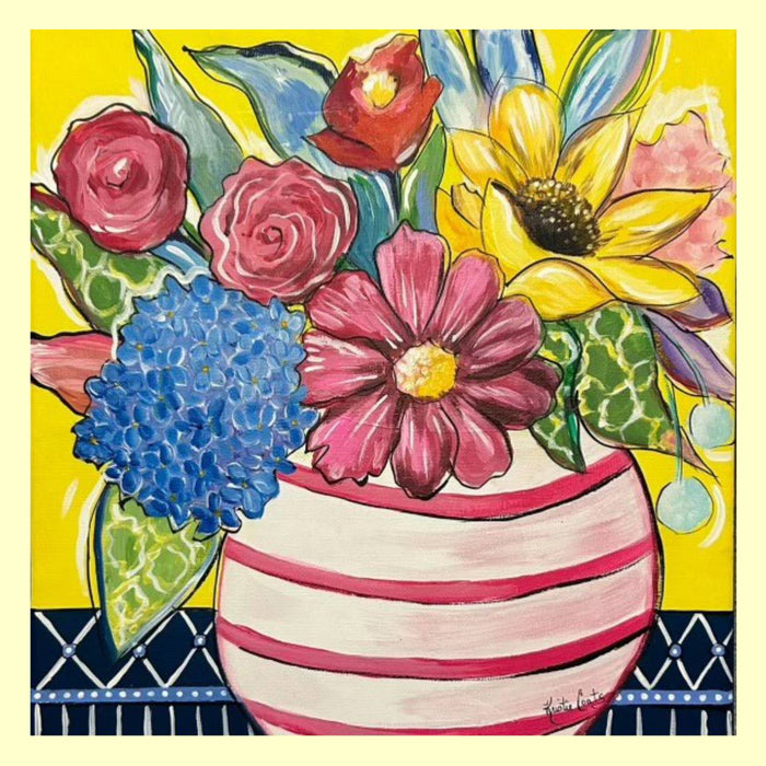Kristie Floral in Red Striped Vase Square Swap