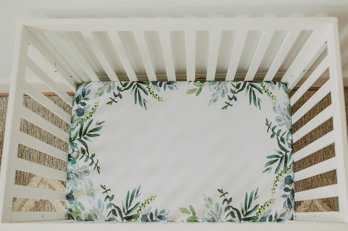Nodnal Co Leafy Border Mini Crib Fitted Sheet - Premium Baby Bedding & Essentials