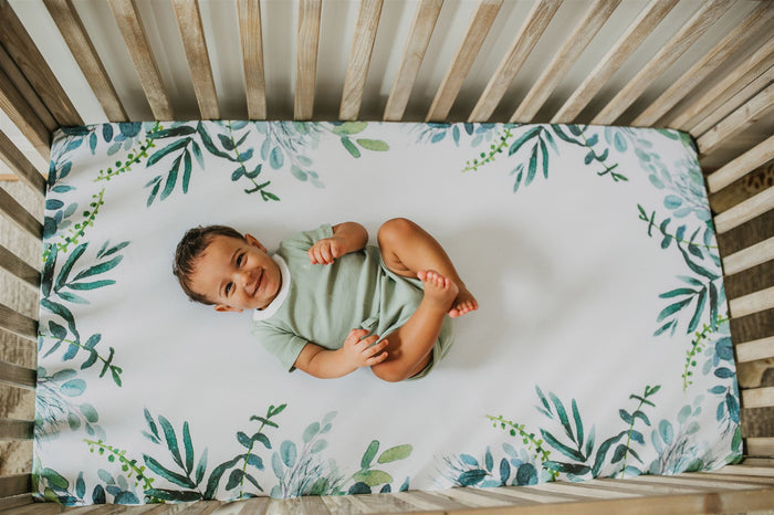 Nodnal Co Leafy Greens Border Fitted Crib Sheet - Premium Baby Bedding & Essentials