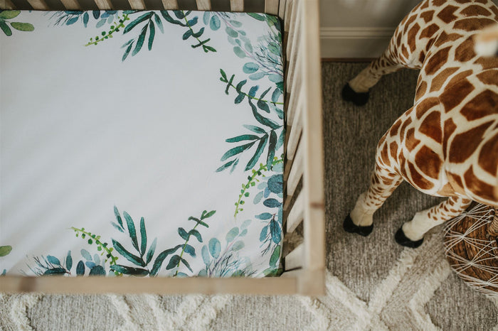 Nodnal Co Leafy Greens Border Fitted Crib Sheet - Premium Baby Bedding & Essentials