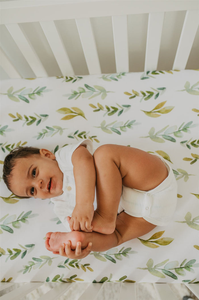Nodnal Co Leafy Greens Fitted Crib Sheet - Premium Baby Bedding & Essentials