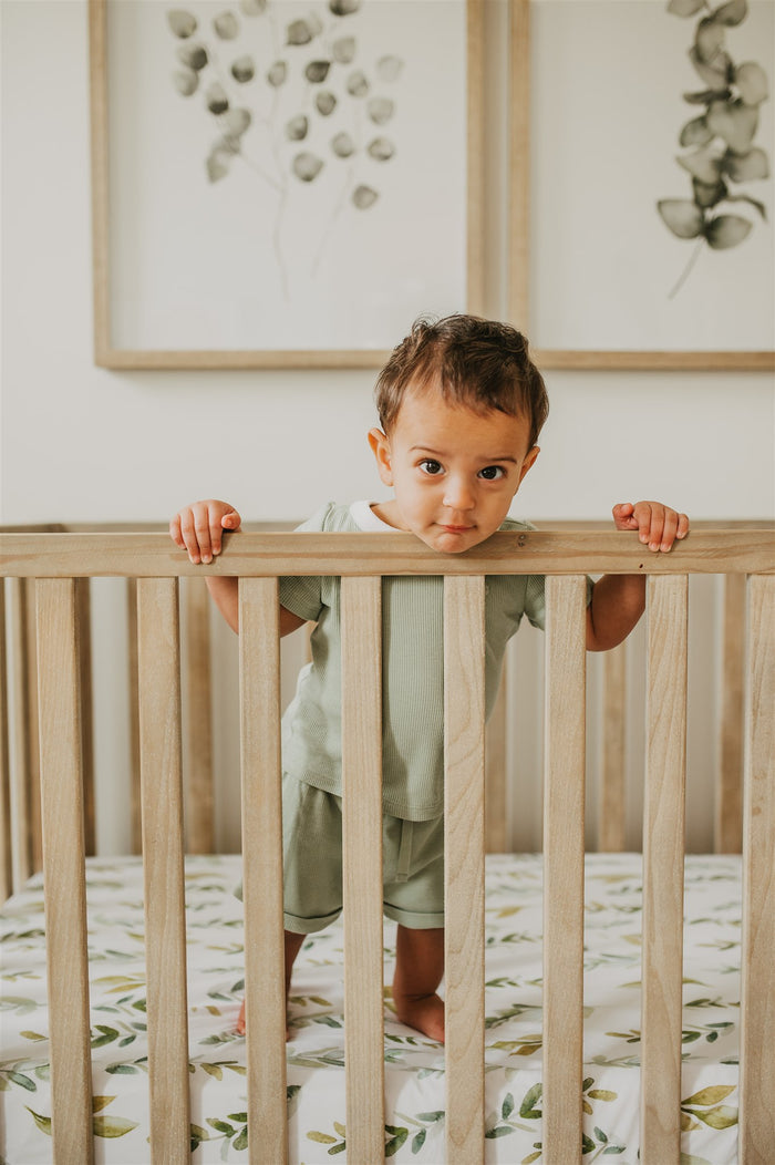 Nodnal Co Leafy Greens Mini Crib Fitted Sheet - Premium Baby Bedding & Essentials