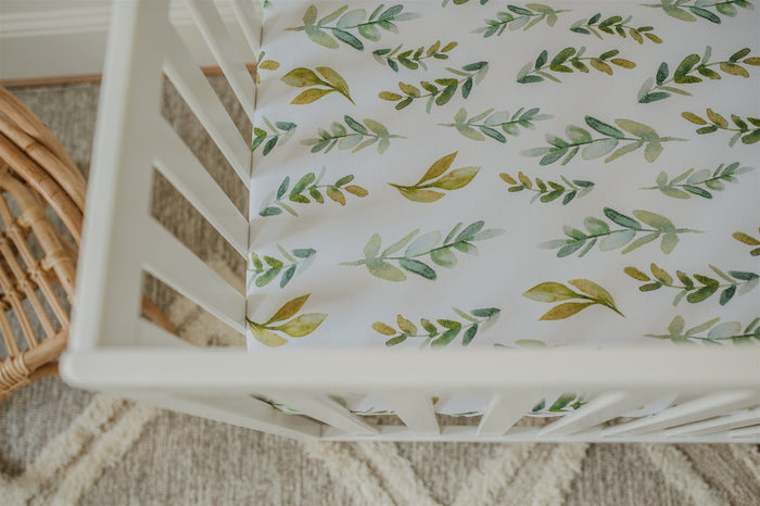Nodnal Co Leafy Greens Mini Crib Fitted Sheet - Premium Baby Bedding & Essentials