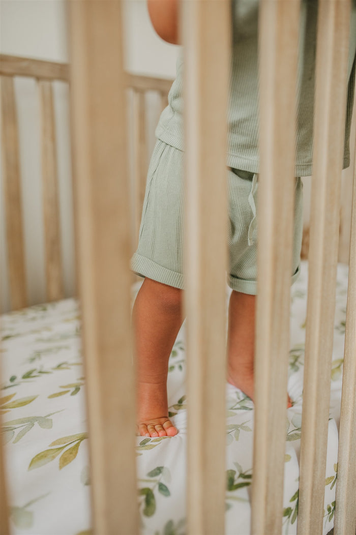 Nodnal Co Leafy Greens Mini Crib Fitted Sheet - Premium Baby Bedding & Essentials