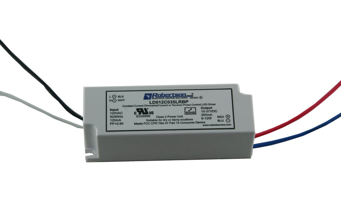 LED Driver, 12 Watt, Constant Current, 10-32Vdc, 350mA, 120Vac, 82% Efficiency,                Model LD012C035LRBP