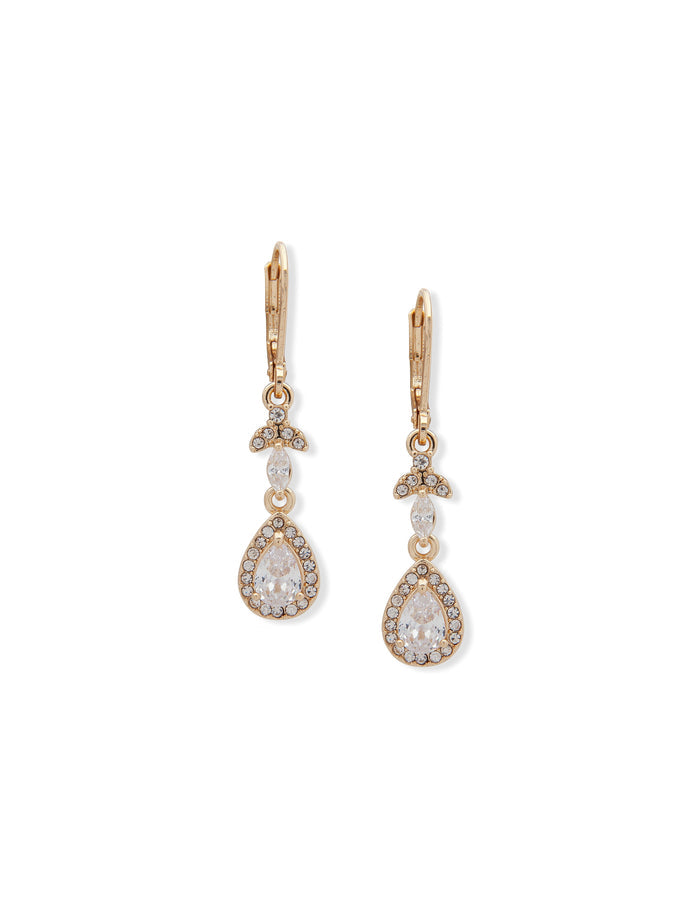 Anne Klein Gold Tone Leverback Teardrop Drop Earrings