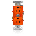 Front view of Leviton 5262-IG 15 Amp Isolated Ground Duplex Receptacle