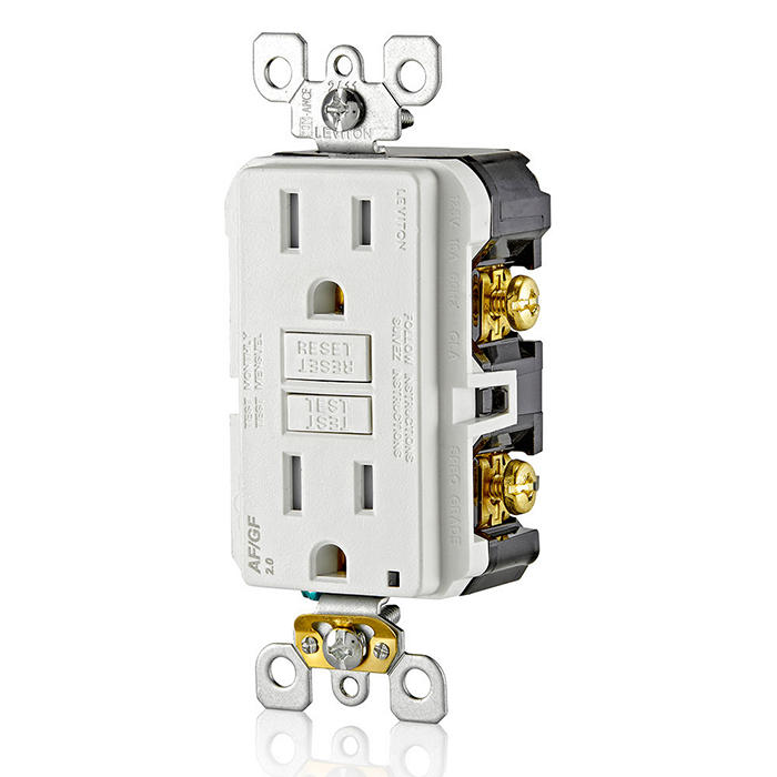 Leviton AGTR1-W Tamper-Resistant Dual-Function AFCI/GFCI Outlet with LED Indicator Light, 15 Amp, White