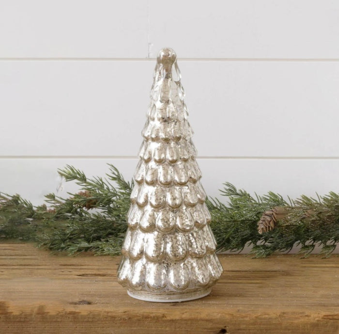 Lighted Mercury Glass Tree 10”