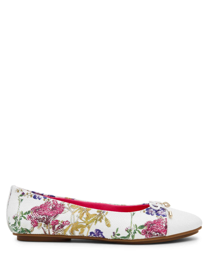 Anne Klein White Floral Luci Ballet Flat