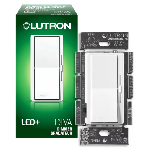 Lutron DVCL-153PH-WHC Diva LED+ Dimmer Switch, Single Pole or 3-Way