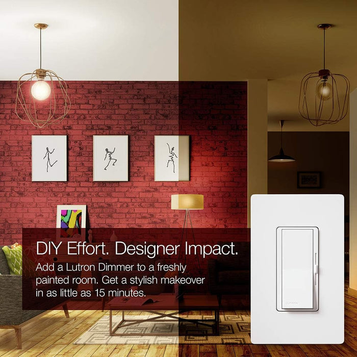 Lutron DVCL-153PH-WHC Diva LED+ Dimmer Switch, Single Pole or 3-Way