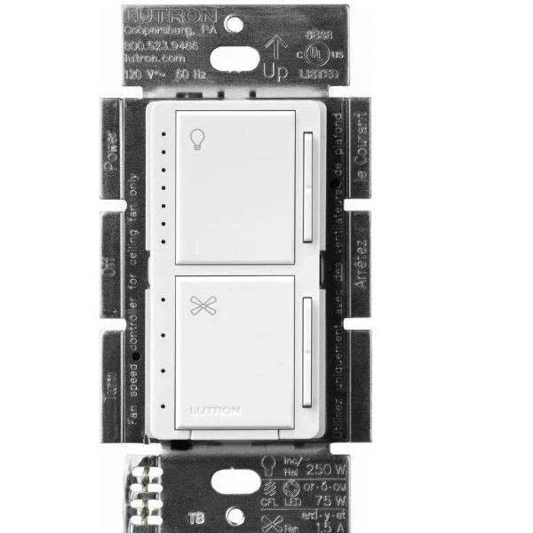 Lutron MACL-LFQ-WH Maestro Fan Control and Light Dimmer for dimmable LEDs, White