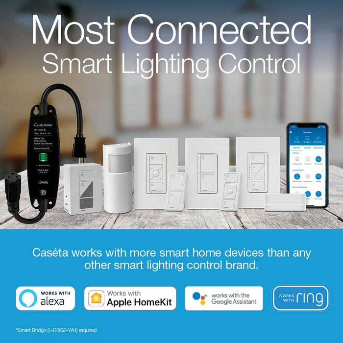Lutron P-PKG1W-WH-C Caséta 150W 3 Way Wireless Dimmer