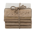Marble and Wood Carved Coaster Set
