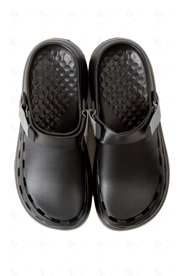 MEN’S SOLID COLOR CLOGS BLACK SLIPPERS/SLIDES