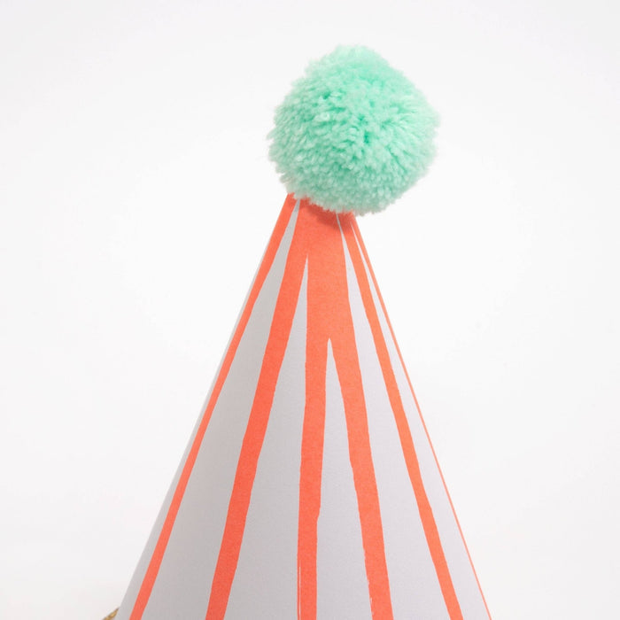 Meri Meri Party Stripe Pompom Party Hats - bubblegum market
