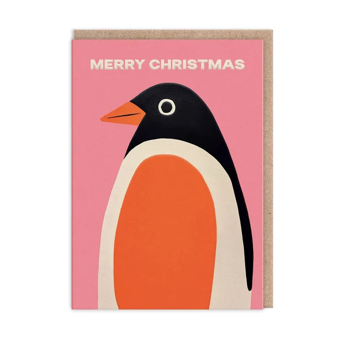 Merry Christmas Penguin Holiday Greeting Card - bubblegum market