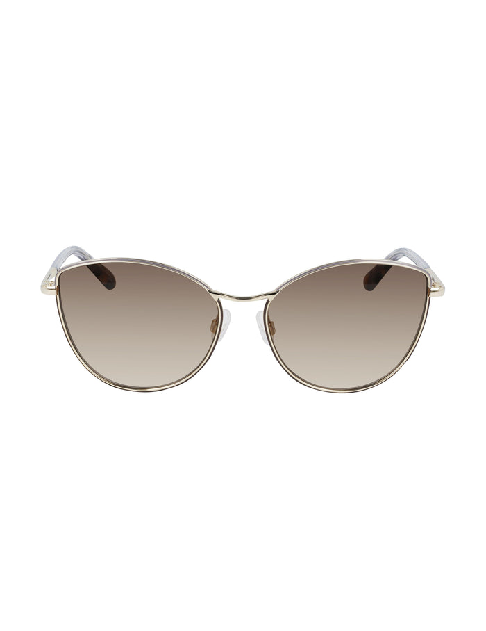 Anne Klein Gold Metal Cat-eye Sunglasses