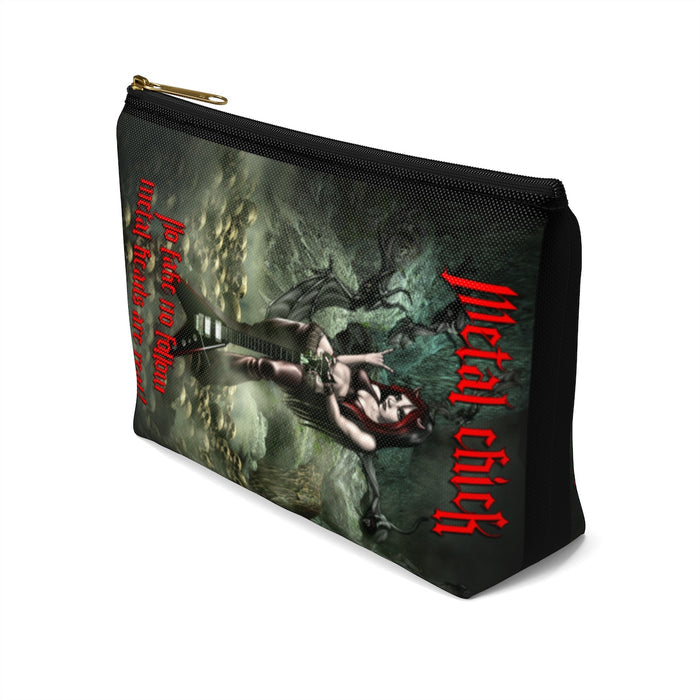 Metal Chick Make Up Accessory Pouch w T-bottom 2  Side Print
