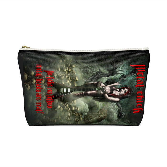 Metal Chick Make Up Accessory Pouch w T-bottom 2  Side Print