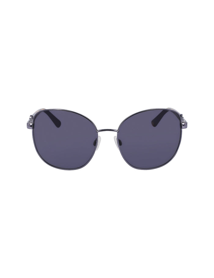 Anne Klein Slate Metal Round Leo Sunglasses