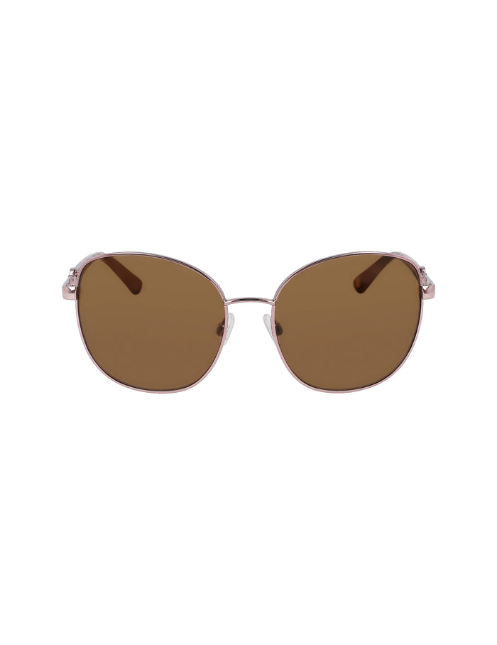 Anne Klein Rose Gold Metal Round Leo Sunglasses