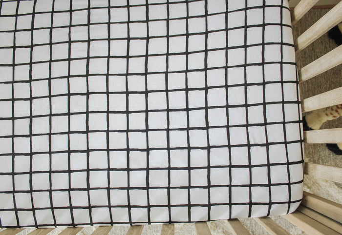 Nodnal Co Modern Grid Toddler Bed Sheet - Premium Baby Bedding & Essentials