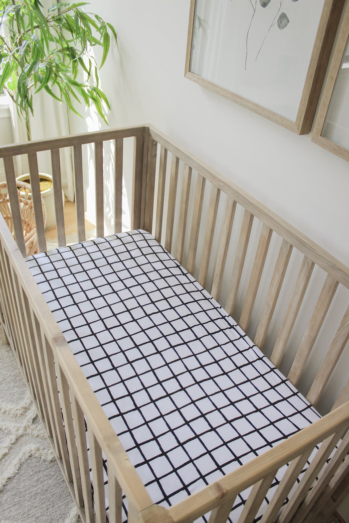 Nodnal Co Modern Grid Fitted Crib Sheet - Premium Baby Bedding & Essentials